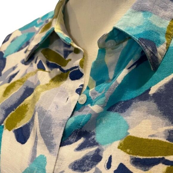 Cathy Daniels Women's Linen Color Toned Print Top Size Extra Large - Picture 2 of 7